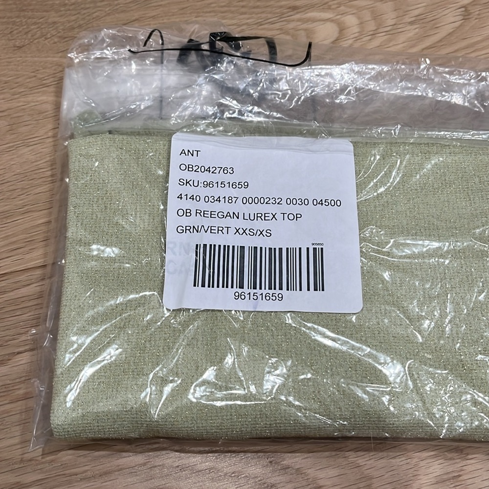 NWT ANTHROPOLOGIE The Reegan Seamless Lurex Ribbed Cropped Tank Green XXS/XS - Picture 7 of 8